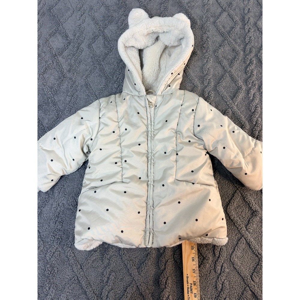 Me Jane Mini. 18M Cream Padded, Hood Jacket. Front Pockets. Long Sleeve....